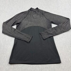 Nike Shirt Womens Medium Black Metallic Pro Warm Long Sleeve Training Dri-Fit